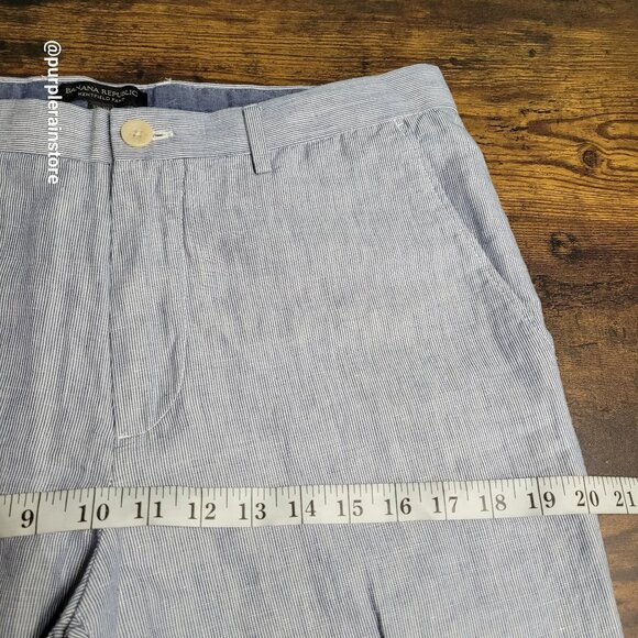 Banana Republic Kentfield Pants 33x30 Linen Cotton Stripe Pockets Preppy Coastal - Picture 7 of 11